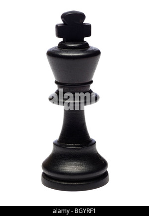 Black King Chess Piece, Staunton Boxwood, studio on white background Stock Photo