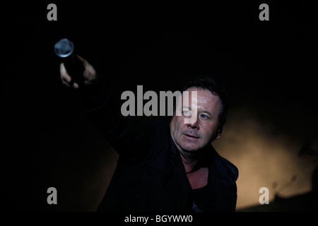 Jim Kerr, singer of the 1980's Scottish band, Simple Minds, performs along with the band in Banja Luka, on November 12, 2009 Stock Photo