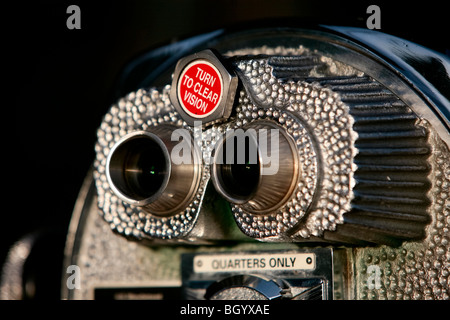 Viewfinder looking out onto Brooklyn at the Pier 17 downtown New York Stock Photo