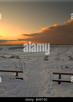 Sunset over The Hole of Horcum on the North York Moors National Park. Stock Photo