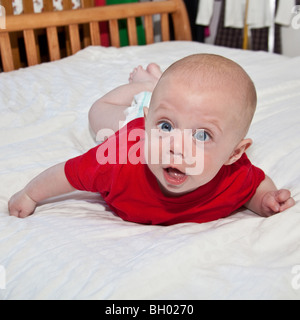 Baby boy in a red teeshirt, London,England Stock Photo