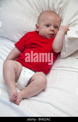 Baby boy in a red teeshirt, London,England Stock Photo