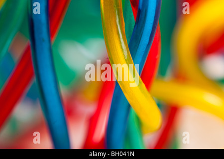 Multicolored computer cable isolated on white Stock Photo