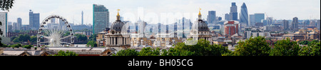 Panoramic London skyline from Greenwich Stock Photo