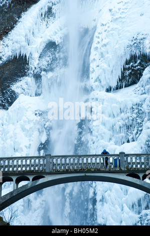 Multnomah Falls, Oregon, frozen in winter Stock Photo