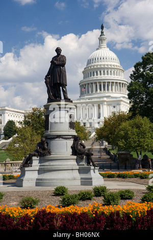 James A Garfield Statue in front of the United States Capitol, Washington DC, USA Stock Photo