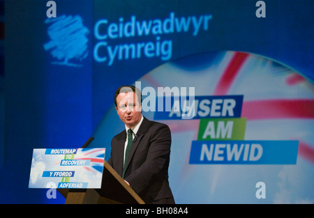 David Cameron MP for Witney Tory leader speaking at Welsh Conservative Party Conference in Cardiff South Wales UK Stock Photo