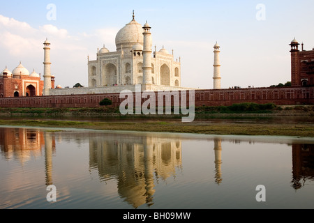 Taj Mahal as seen from across the in Agra India Stock Photo
