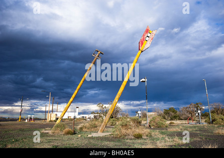 The iconic, but decaying, arrows at Twin Arrows, Arizona, on historic Route 66. Stock Photo