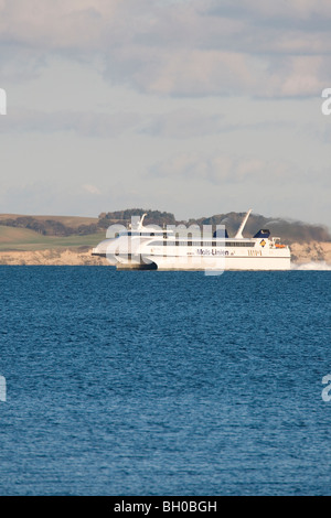 A Mols-Linien high speed ferry on the Bay of Aarhus. Stock Photo