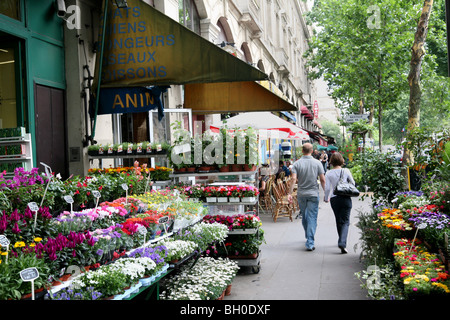 Paris Flower Market beside the Seine Stock Photo