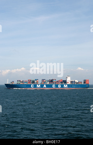 A CMA CGM container ship. Stock Photo