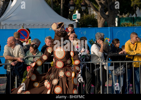 Nice, France, Public Events, Carnival Parade, Crowd Celebrating, Costumes Marching Stock Photo