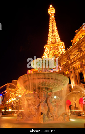 Replica of the Eiffel Tower and the Arc De Triomphe and the Paris Hotel, Las Vegas, Nevada. Stock Photo