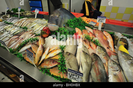 Philippines Supermarket Fresh Fish Stall Stock Photo