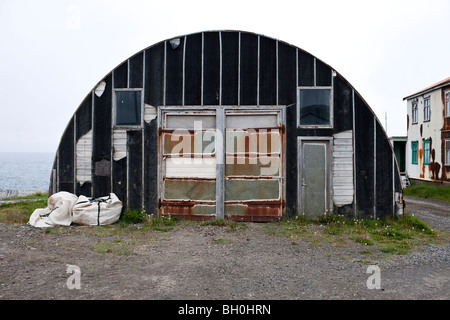 Old storehouse in Bakkafjordur on the east coast of Iceland Stock Photo