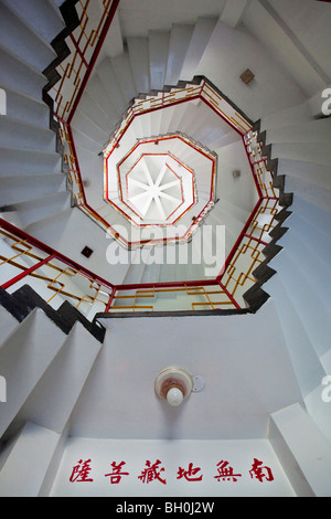 Staircase inside the tower of the Hsiang-Te temple, Tienhsiang, Taiwan, Asia