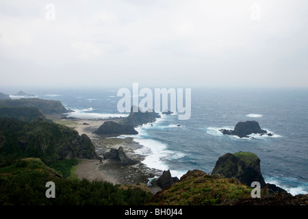 View at the coast and the Pazific, Green Island, Taitung County, Taiwan, Asia Stock Photo