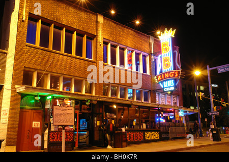 Memphis, TN, Tennessee, Downtown, BB Kings Blues Club, Beale Street, evening, neon sign, entertainment district Stock Photo