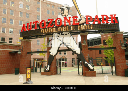 Memphis, TN, Tennessee, Downtown, AutoZone Park, Redbirds baseball Stock Photo