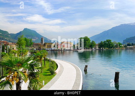Promenade at lake Garda, Riva del Garda, Trentino-Alto Adige, Suedtirol, Italy Stock Photo