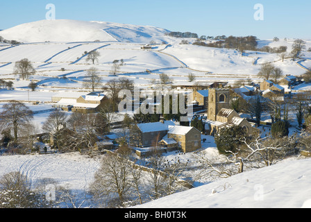 A winter view of Burnsall, Wharfedale, Yorkshire Dales National Park, England UK Stock Photo