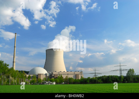 Isar II Nuclear Power Plant, Niederaichbach near Landshut, Lower Bavaria, Germany Stock Photo