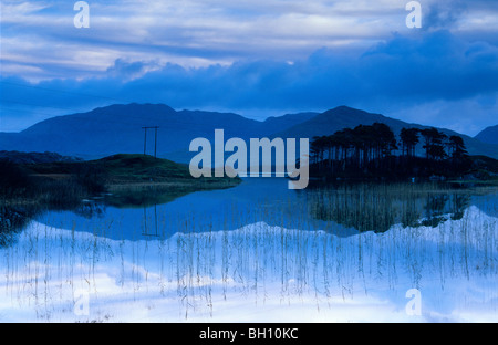Ballynahinch Lake and reflection, Connemara, Co. Galway, Ireland, Europe Stock Photo