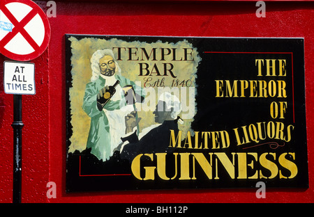 Sign of the famous Temple Bar at Crown Alley, Temple Bar District, Dublin, Ireland, Europe Stock Photo