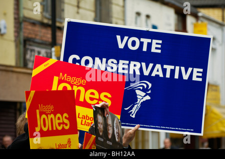 conservative general election poster, banner sign in garden Stock Photo ...