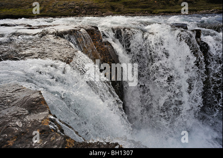 Falls on the Grimsa River in the East Fjords region of south-east Iceland Stock Photo