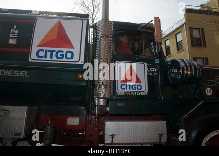 First delivery of heating oil for the 2010 winter to an apartment building in the Harlem neighborhood of New York Stock Photo