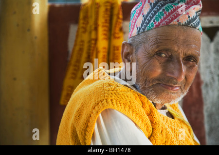 Elderly hindu man, Pokhara, Nepal Stock Photo