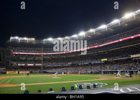 A night play-off baseball game at the new Yankee Stadium in New York City. Stock Photo