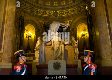 Guards guarding the tomb of General Jose de San Martin in Metropolitan Cathedral, Buenos Aires, Argentina Stock Photo