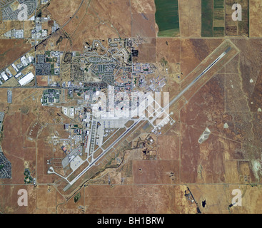 Aerial view of airport and military base in Kuwajelein island Marshall ...