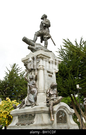 Ferdinand Magellan statue in Punta Arenas, Chile Stock Photo