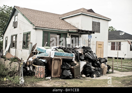 Hurricane Katrina damaged New Orleans Home. Stock Photo