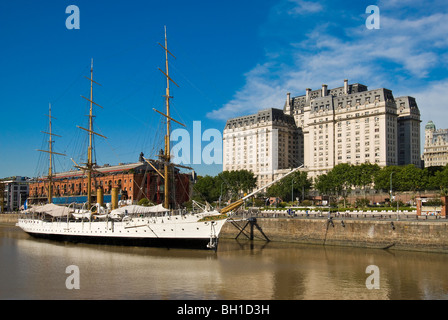 Libertador Building, a ship museum in the Puerto Madero Waterfront district of Buenos Aires, Argentina Stock Photo