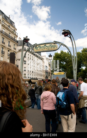 Old Metro Sign in the Montmartre district Paris france Stock Photo