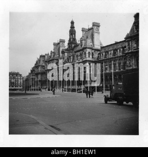 Building in liberated Paris, France at the conclusion of WWII. Stock Photo