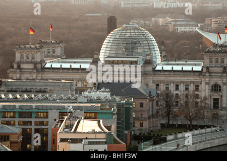 View at the Reichstag building and its dome, Berlin, Germany, Europe Stock Photo