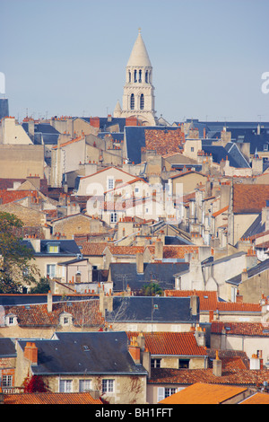 Town of Poitiers with Notre-Dame-la-Grande church, The Way of Saint James, Chemins de Saint Jacques, Via Turonensis, Poitiers, D Stock Photo