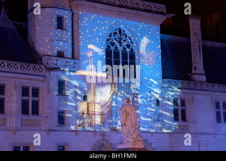 Jacques Coeur Palace in Bourges in the evening, Old city of Bourges, The Way of St. James, Chemins de Saint Jacques, Via Lemovic Stock Photo