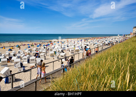Beach chairs at beach of Westerland, Sylt Island, Schleswig-Holstein, Germany Stock Photo