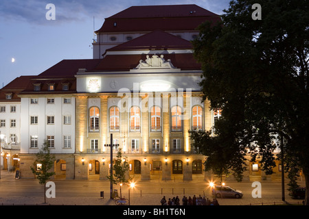 Theater in the evening, Dresden, Saxony, Germany Stock Photo