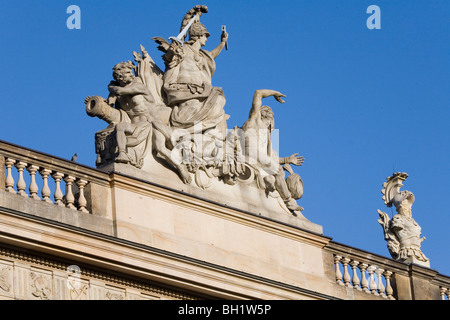 roof figures, flag, Zeughaus, Deutsches Historisches Museum Stock Photo