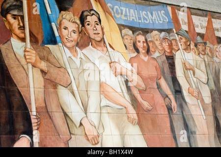 The GDR-era Max Lingner mural extolling Socialism on the walls of Federal Ministry of Finance, Berlin Stock Photo