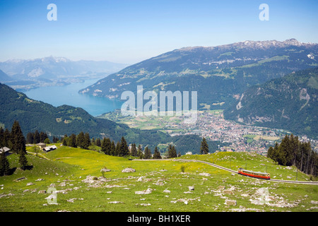 View from Schynige Platte (1967 m) over rack railway to Interlaken and Lake Thun, Interlaken, Bernese Oberland (highlands), Cant Stock Photo