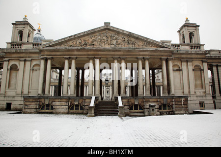 View of the Colonnade, looking from the courtyard of the King William's Block  towards the Queen Mary's Block. Stock Photo